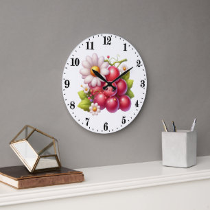 Reloj Redondo Grande Cocina de amantes de uvas lindas 