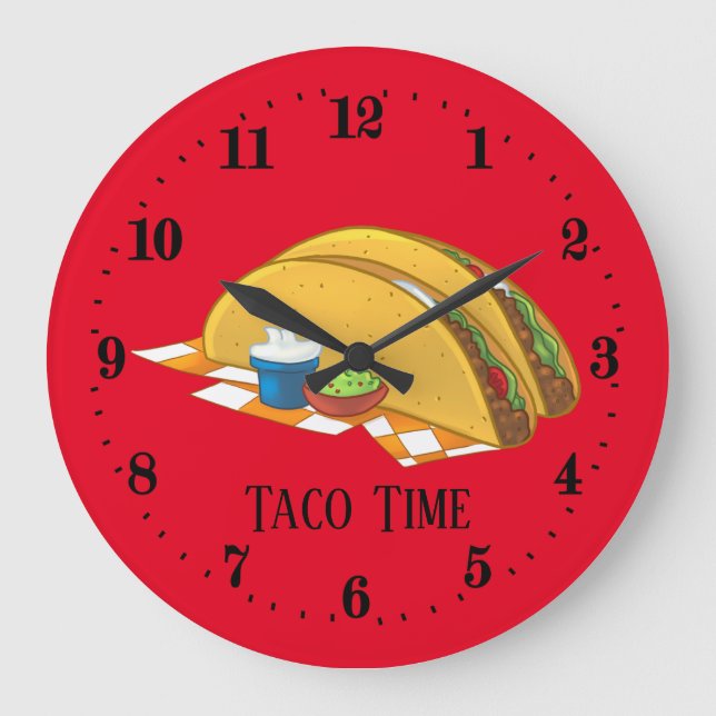 Reloj Redondo Grande cocina de decoración de taco-tiempo (Anverso)