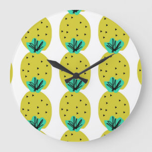 Reloj Redondo Grande Cocina de frutas Doodle de piña