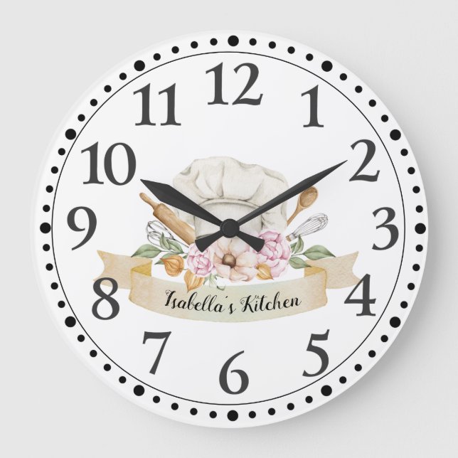 Reloj Redondo Grande Cocina de herramientas personalizada de cocinero c (Anverso)