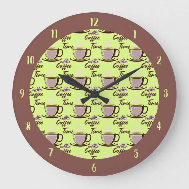 Reloj Redondo Grande Cocina de la taza de café retro (Anverso)