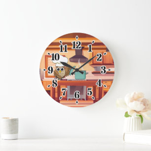 Reloj Redondo Grande Cocina de lechuza chef en cocina