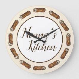 Reloj Redondo Grande Cocina de Nonna Panadería Italiana Cannoli Pastrie