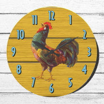 Cocina de vintage Farm Rooster Rustic Wood Plank