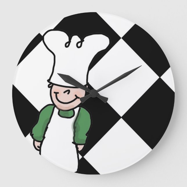 Reloj Redondo Grande Cocina del Personalizado del pequeño chef (Anverso)