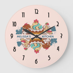 Reloj Redondo Grande Cocina dulce del postre de las magdalenas retras