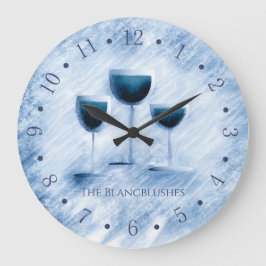 Reloj Redondo Grande Cocina gastronómica artesanal de cristal azul