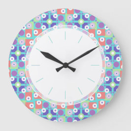 Reloj Redondo Grande Cocina Geométrica Retro Funky Aqua Purple de los a