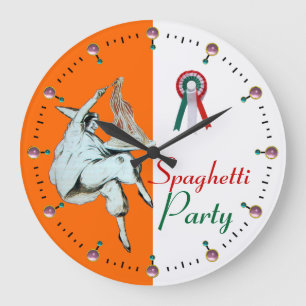 RELOJ REDONDO GRANDE COCINA ITALIANA FIESTA DE ESPAGUETTI, RESTAURANTE,