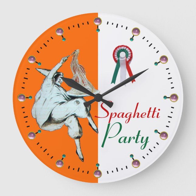 RELOJ REDONDO GRANDE COCINA ITALIANA FIESTA DE ESPAGUETTI, RESTAURANTE, (Anverso)