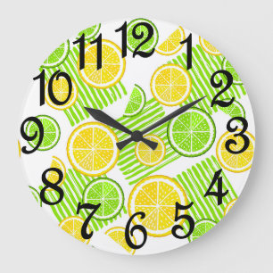 Reloj Redondo Grande Cocina Moderna de Limón y Lima 