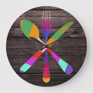 Reloj Redondo Grande Cocina retra que cocina en la madera