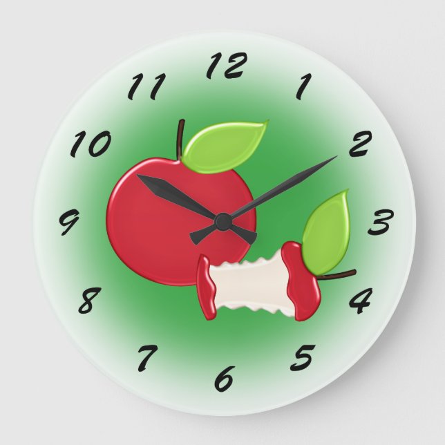 Reloj Redondo Grande Cocina roja linda de las manzanas (Anverso)