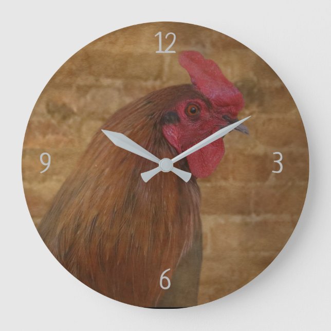 Reloj Redondo Grande Cocina rural Rooster (Anverso)
