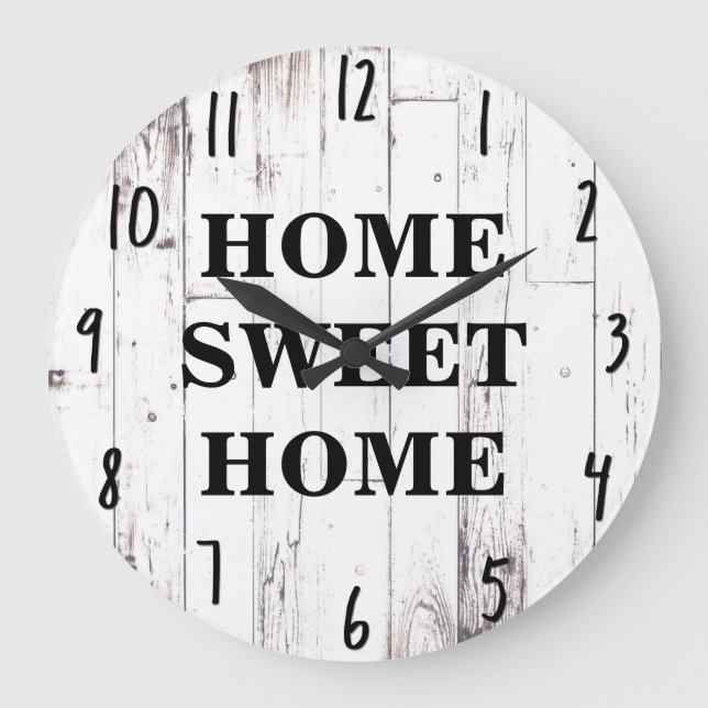 Reloj Redondo Grande Cocina rústica de granja Shabby Chic White Wood (Anverso)