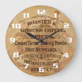 Reloj Redondo Grande Cocina única y rústica con café y especias de époc