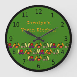 Reloj Redondo Grande Cocina vegana, verduras, tu nombre