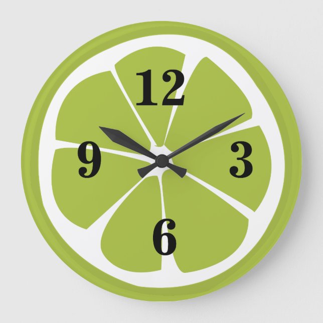 Reloj Redondo Grande Cocina verde de frutas de limón limón (Anverso)