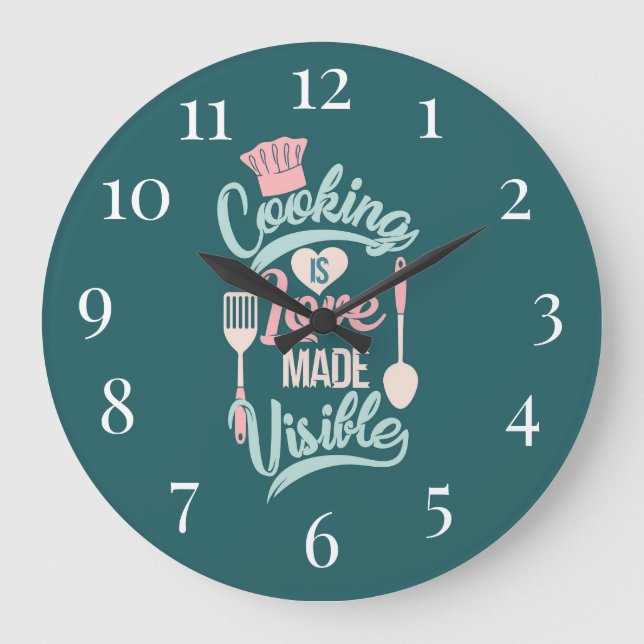 Reloj Redondo Grande Cocinar es visible el amor (Anverso)