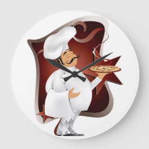 Reloj Redondo Grande cocinero con el wallclock de la pizza