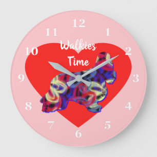 Reloj Redondo Grande Cocker Spaniel Dog Valentine's Day Heart Pink