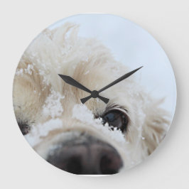 Reloj Redondo Grande Cocker Spaniel en la nieve