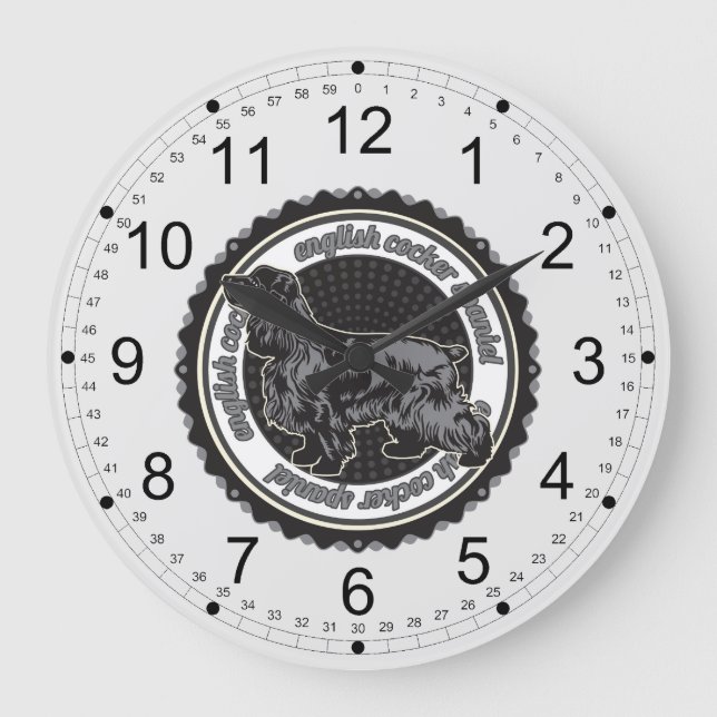 Reloj Redondo Grande Cocker Spaniel inglés (Anverso)