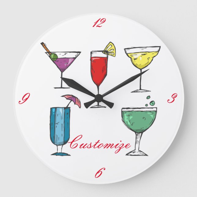 Reloj Redondo Grande Cocktail Drink Assortment Thunder_Cove (Anverso)
