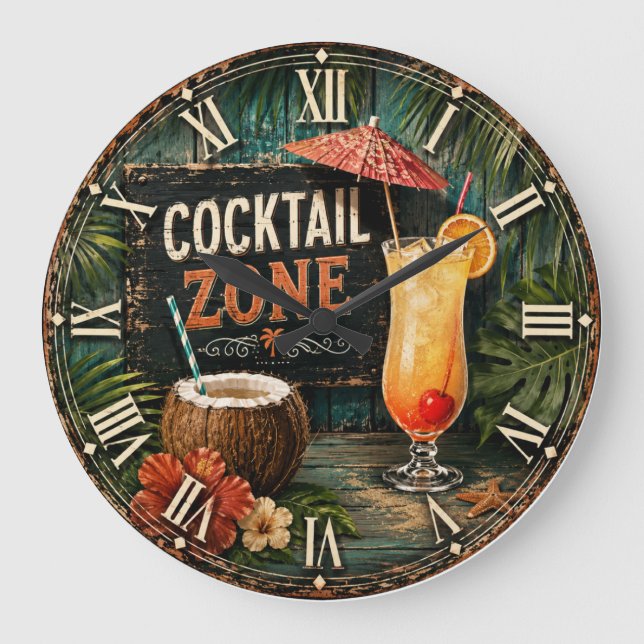 Reloj Redondo Grande Cocktail Zone Tropical (Anverso)