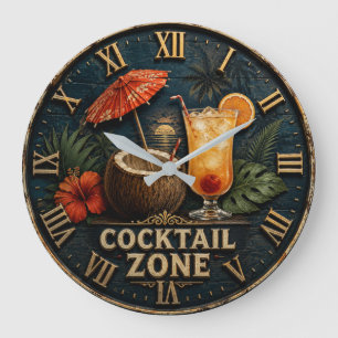 Reloj Redondo Grande Cocktail Zone Tropical Tiki Bar