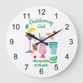 Reloj Redondo Grande Cocktails de los glampers de Chica al aire libre
