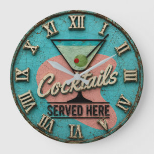Reloj Redondo Grande Cocktails Served Here Bar Decor Mid-Century