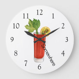 Reloj Redondo Grande Cóctel Bloody Mary Five O'Clock en Algún Lugar