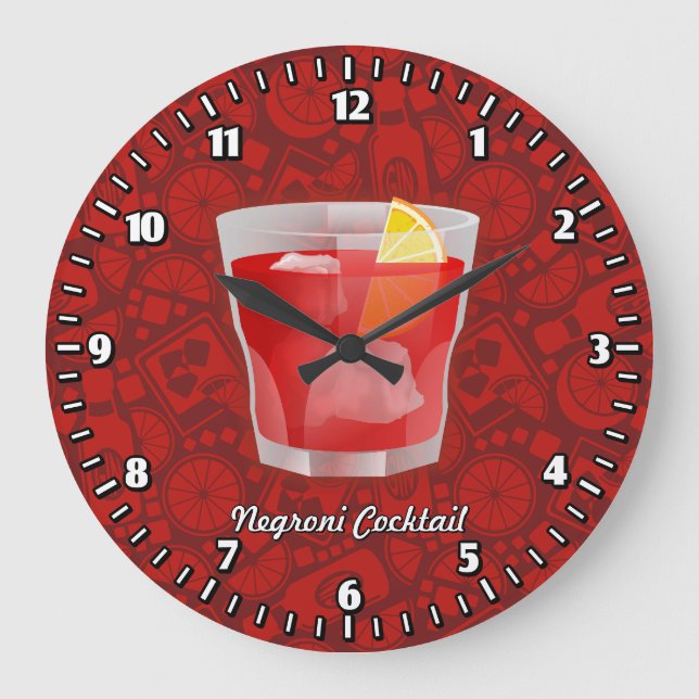 Reloj Redondo Grande Cóctel Negroni (Anverso)