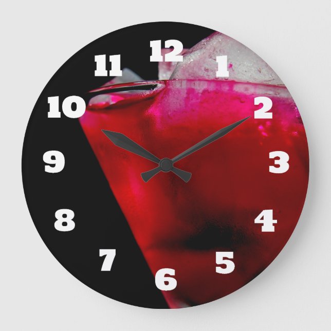 Reloj Redondo Grande Cóctel rojo y rosa refrescante (Anverso)