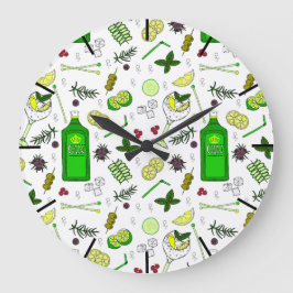 Reloj Redondo Grande Cócteles Gin de moda Imprimir barra de cócteles Pa