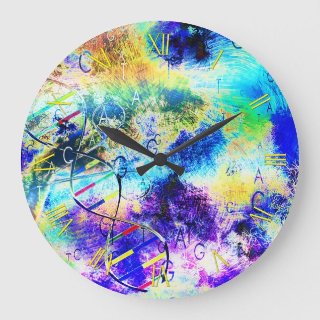 Reloj Redondo Grande código de arte de ADN (Anverso)