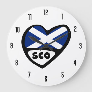 Reloj Redondo Grande Código de país de Escocia Corazón de Bandera de SC