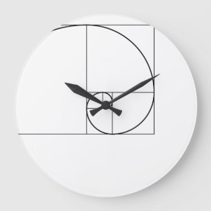Reloj Redondo Grande Coeficiente de oro espiral de Fibonacci