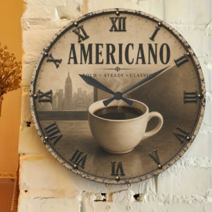 Reloj Redondo Grande Coffee Americano Vintage