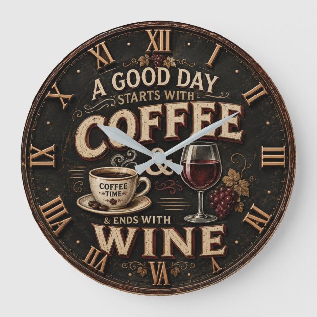 Reloj Redondo Grande Coffee and Wine (Anverso)