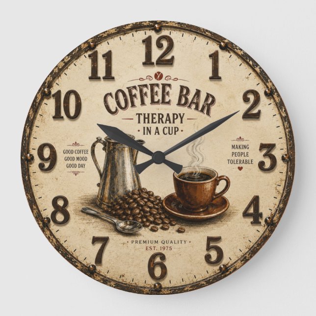 Reloj Redondo Grande Coffee Bar (Anverso)