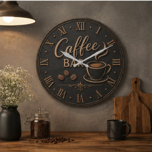 Reloj Redondo Grande Coffee Bar Rustic Coffee Lover Station Gift