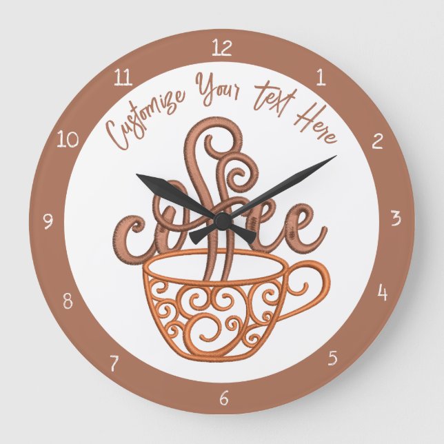 Reloj Redondo Grande Coffee Cup Cita Cocina Comedor Personalizado (Anverso)