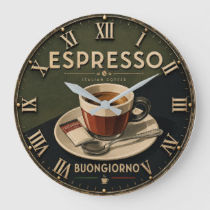 Reloj Redondo Grande Coffee Espresso Italiano Buongiorno
