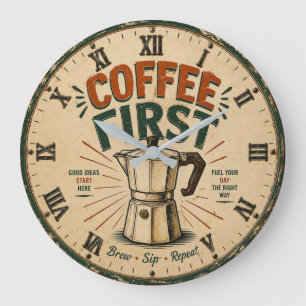 Reloj Redondo Grande Coffee First