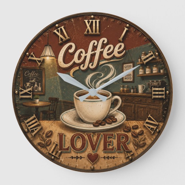 Reloj Redondo Grande Coffee Lover (Anverso)