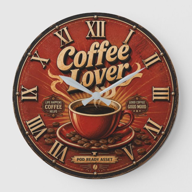 Reloj Redondo Grande Coffee Lover  (Anverso)