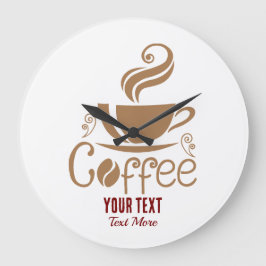 Reloj Redondo Grande Coffee Lover Design – Minimal Coffee Cup Graphic