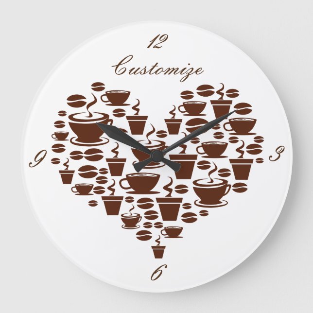 Reloj Redondo Grande Coffee Lover Heart Thunder_Cove (Anverso)